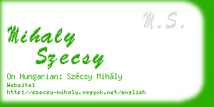mihaly szecsy business card
